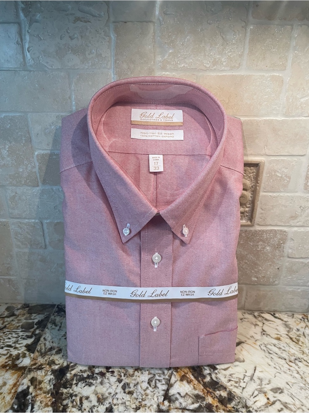 Roundtree & Yorke Gold Label Button-Down Dress Shirt in Dusty Pink